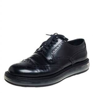 NEW PRADA men's air sole derby full brogue leather business shoes in black